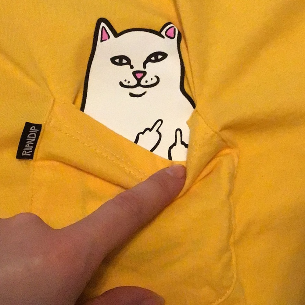 Ripndip Bold Yellow Men’s Middle Finger Rude Pocket Cat